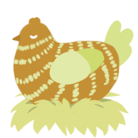 Gilderoy, a gold and lemon chicken with a bar pattern