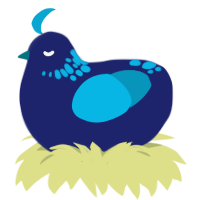 A navy and cerulean chicken with a neck-speckle pattern