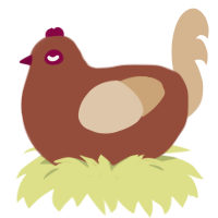 A russet and beige chicken