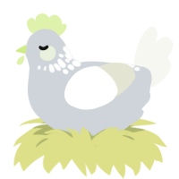 A mist and white chicken with a neck-speckle pattern