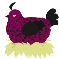 Velvet, a wine and sable chicken with a speckle pattern