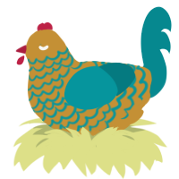 Ganges, a gold and teal chicken with a lace pattern