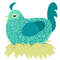 A mint and teal chicken with a double-lace pattern
