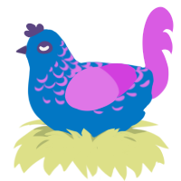 A sapphire and orchid chicken with a half-lace pattern