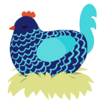 stick, a navy and aqua chicken with a lace pattern