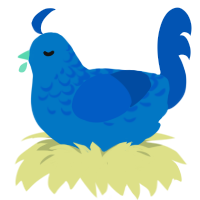 (unnamed), a sapphire and ultramarine chicken with a half-lace pattern