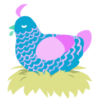 Artebwue, a cerulean and lavender chicken with a lace pattern