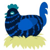 Atlantic, a tumblr and ultramarine chicken with a bar pattern