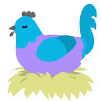 John, a lilac and cerulean chicken with a head pattern