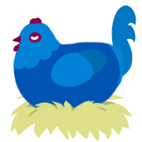 A ultramarine and sapphire chicken with a head pattern