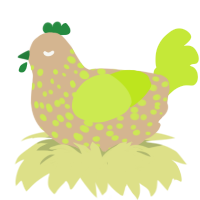 Sprout Sandwich, a beige and lime chicken with a speckle pattern