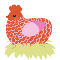 Grapefruit, a vermilion and pink chicken with a lace pattern