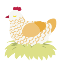 A white and honey chicken with a lace pattern