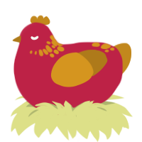 A crimson and ochre chicken with a neck-speckle pattern