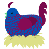 A ultramarine and wine chicken with a lace pattern