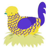 (unnamed), a yellow and indigo chicken with a lace pattern