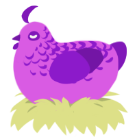 A orchid and violet chicken with a half-lace pattern