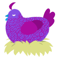 A blurple and plum chicken with a double-lace pattern
