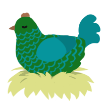 A leaf and teal chicken with a lace pattern