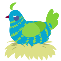 A cerulean and grass chicken with a bar pattern