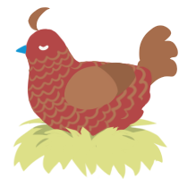 Brown Ahh Apple, a red and brown chicken with a lace pattern