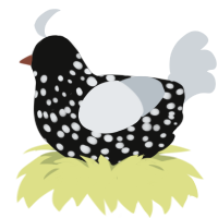 (unnamed), a black and mist chicken with a speckle pattern