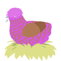 A orchid and brown chicken with a lace pattern