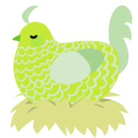 A lime and gluppy chicken with a lace pattern