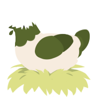 A cream and olive chicken with a head pattern