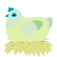 Limeade, a apple and gluppy chicken with a head pattern