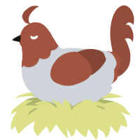 A mist and russet chicken with a head pattern