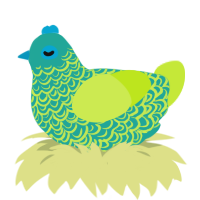 Kelp, a turquoise and lime chicken with a double-lace pattern