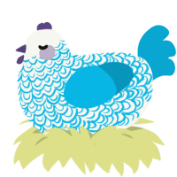 Salaris, a white and cerulean chicken with a double-lace pattern