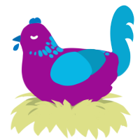 A plum and cerulean chicken with a neck-speckle pattern