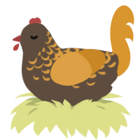 A bark and orange chicken with a half-lace pattern