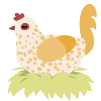 A cream and honey chicken with a speckle pattern