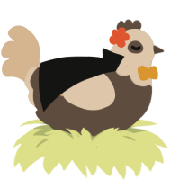 Eurydice, a bark and beige chicken with a head pattern