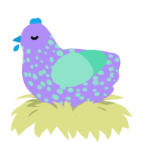 A lilac and mint chicken with a speckle pattern