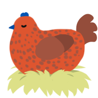 strawbebby field, a vermilion and russet chicken with a speckle pattern