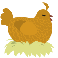 A ochre chicken with a lace pattern