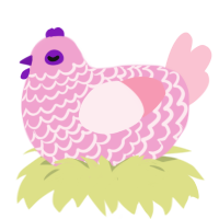 A pink and rose chicken with a lace pattern