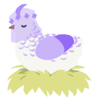 Oleander, a white and lilac chicken with a half-lace pattern