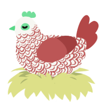 A white and red chicken with a double-lace pattern