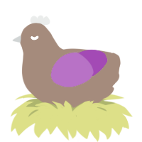 Curtains, a brown and amethyst chicken