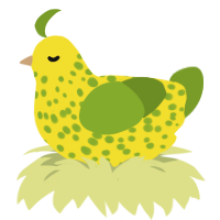 A yellow and chartreuse chicken with a speckle pattern