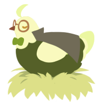 ambroise, a olive and apple chicken with a head pattern