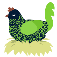 A tumblr and grass chicken with a double-lace pattern