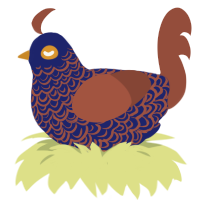 Sunrise, a navy and russet chicken with a double-lace pattern