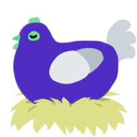Worm Welcome, a indigo and mist chicken