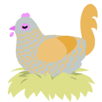 A silver and honey chicken with a lace pattern